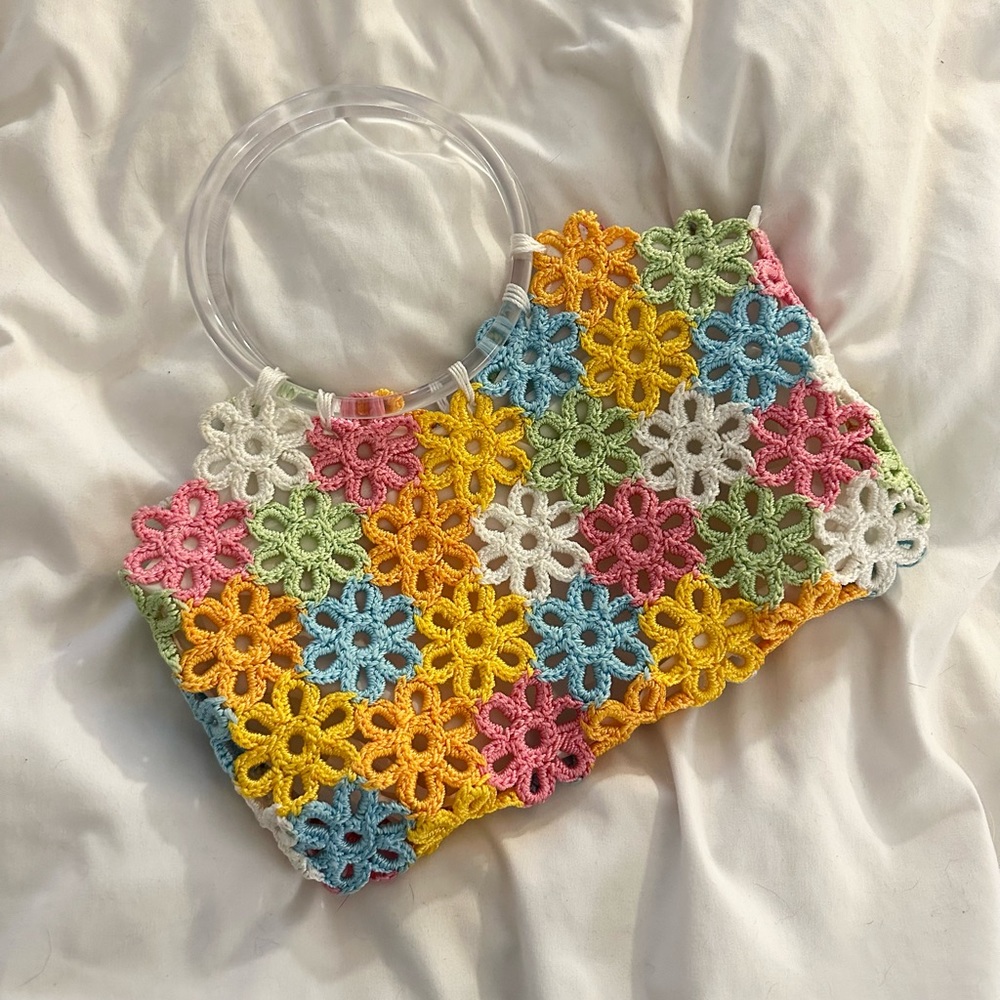 Vintage Y2K Crochet Daisy Bag